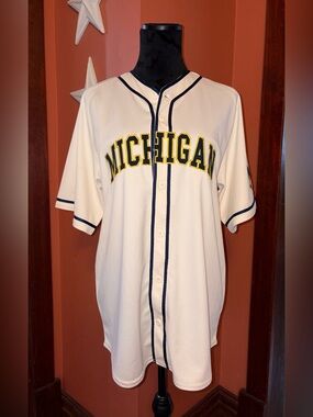 Valiant University of Michigan Baseball Natural Baseball Jersey